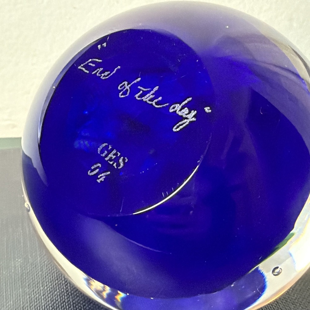 Glass Eye Studio "End Of The Day" Art Glass RARE Paperweight 2004 Confetti VTG - Picture 10 of 13